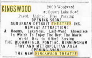Kingswood Theatre - Grand Opening Ad July 1970 (newer photo)